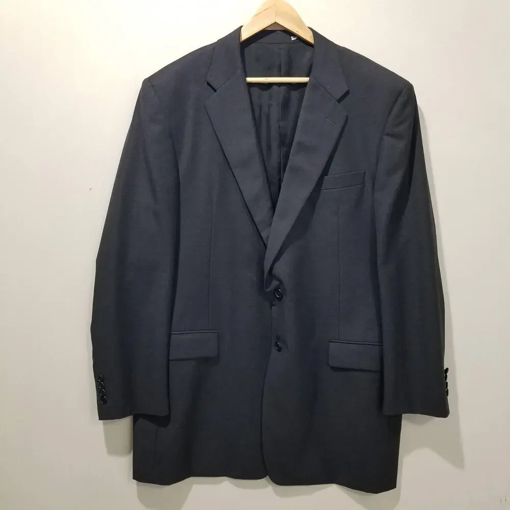 Hickey Freeman Suit Jacket Mens 46 Long Loro Piana Super 120s Wool USA Union
